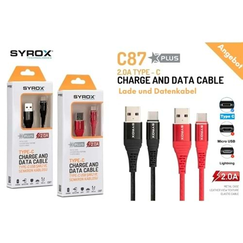 Syrox C87 Type-C 1Mt Metal Kablo