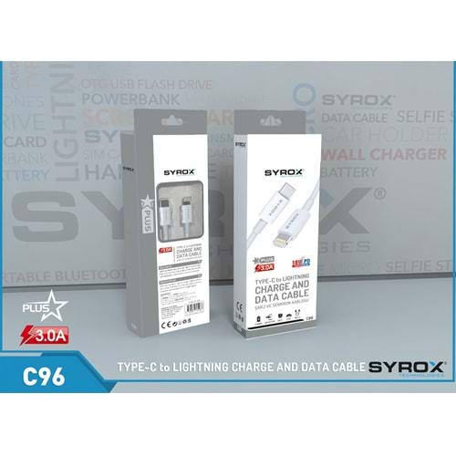 Syrox C96 3.0A Type-C To İphone Şarj & Data Kablo 1M