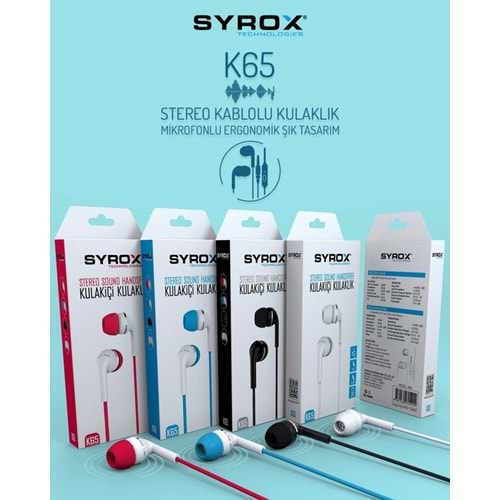 Syrox K65 S3/S4 Kulaklık Eco Kutu - Beyaz