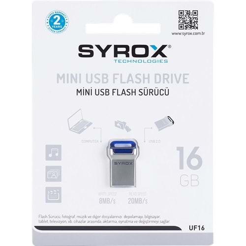 Syrox 16 Gb 2.0 Fit Mini Usb Flash Bellek Uf16