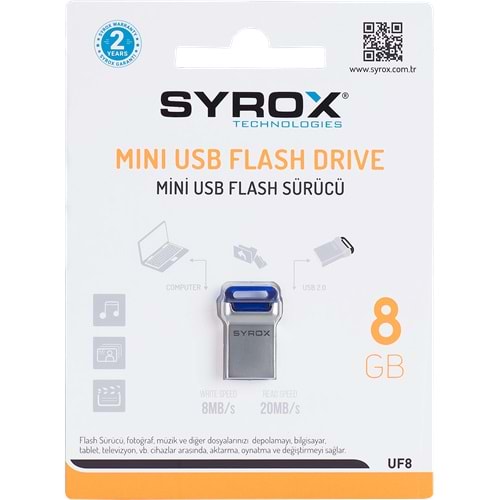 Syrox 8 Gb 2.0 Fit Mini Usb Flash Bellek Uf8
