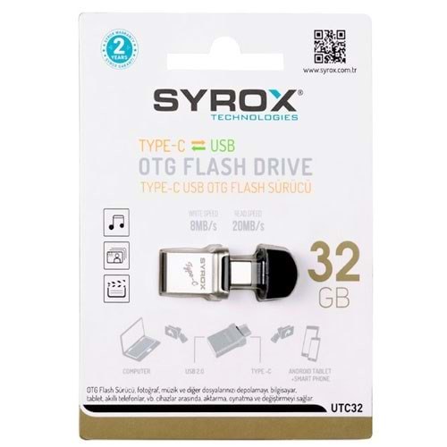 Syrox 32 Gb Type-C Otg 2.0 Flash Bellek Utc32
