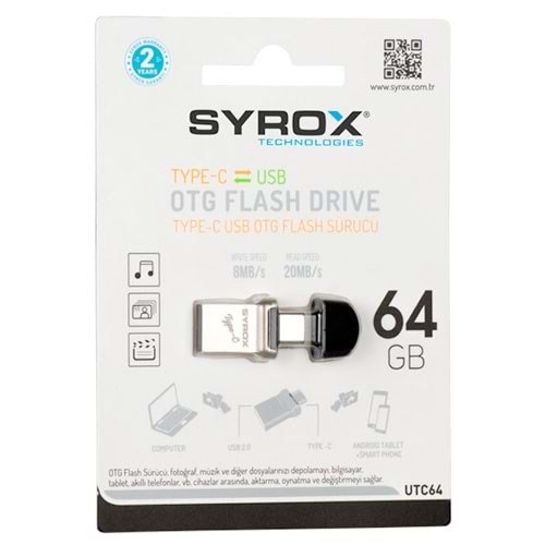 Syrox 64 Gb Type-C Otg Otg 2.0 Flash Bellek Utc64