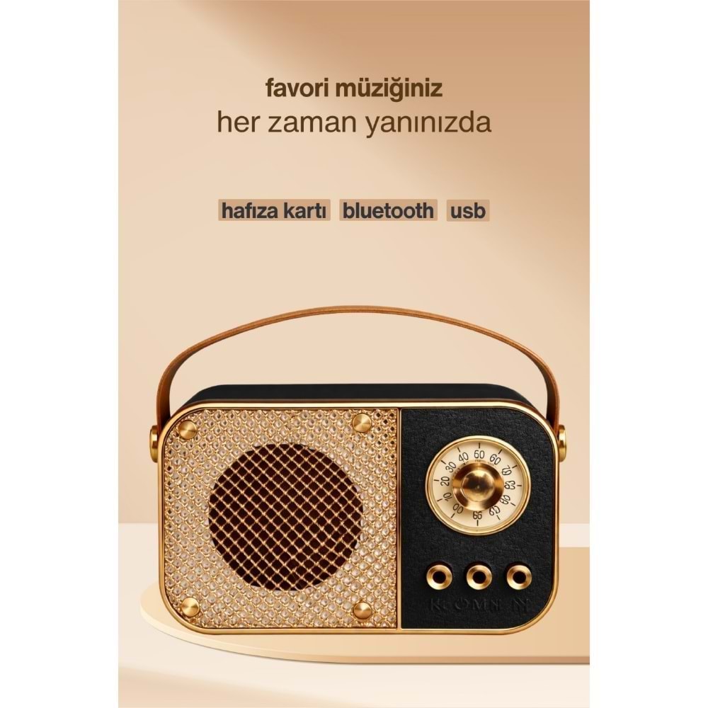 Concord M24 Şarjlı Bluetooth Hoparlör 5W Mini Radyo Sd Kart Usb Girişli Ses Bombası - Siyah