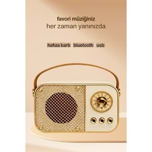 Concord M24 Şarjlı Bluetooth Hoparlör 5W Mini Radyo Sd Kart Usb Girişli Ses Bombası - Bej