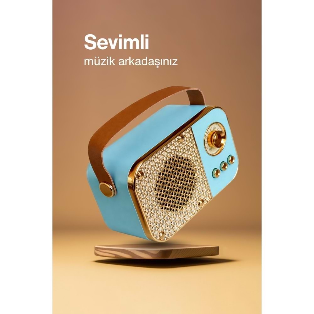 Concord M24 Şarjlı Bluetooth Hoparlör 5W Mini Radyo Sd Kart Usb Girişli Ses Bombası - Mavi