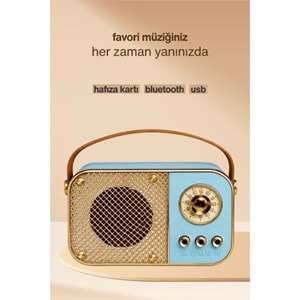 Concord M24 Şarjlı Bluetooth Hoparlör 5W Mini Radyo Sd Kart Usb Girişli Ses Bombası - Mavi