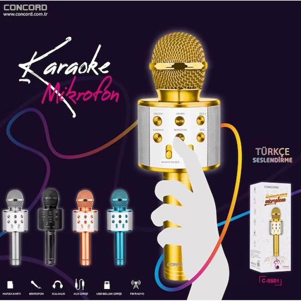 Concord C8501 Karaoke Mikrofon - Gold