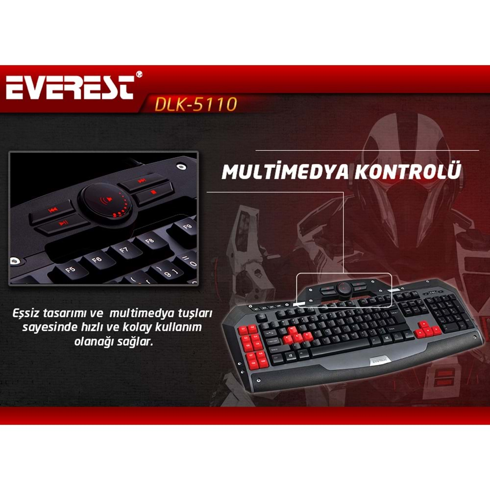 Everest Rampage Dlk-5110 Siyah Usb Makrolu Gaming Q Multimedia Klavye