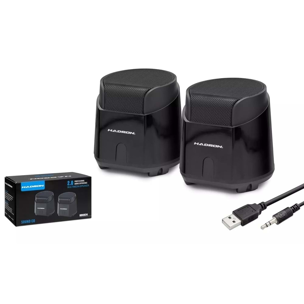 HADRON HD6024 Masaüstü Hoparlör 2.0 Kanal USB 3.5 mm Siyah