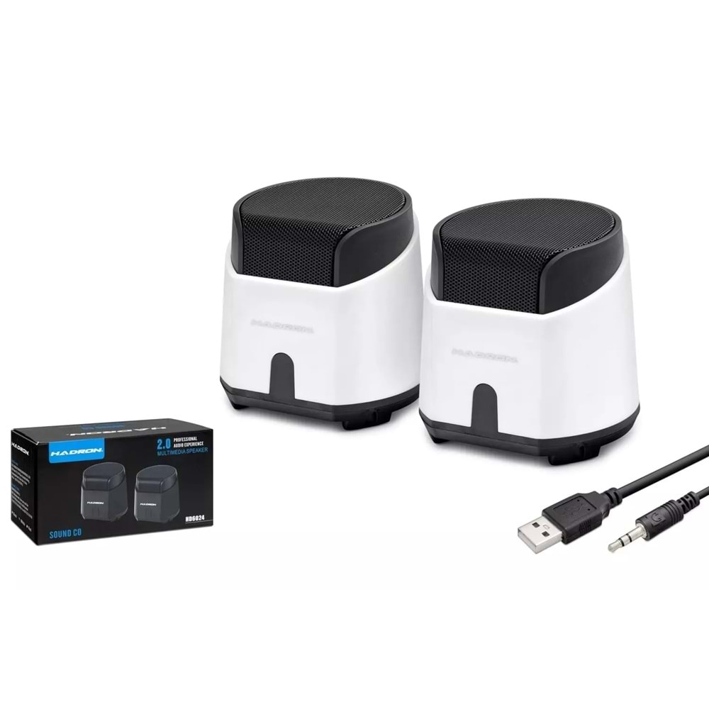HADRON HD6024W Masaüstü Hoparlör 2.0 Kanal USB 3.5 mm Beyaz