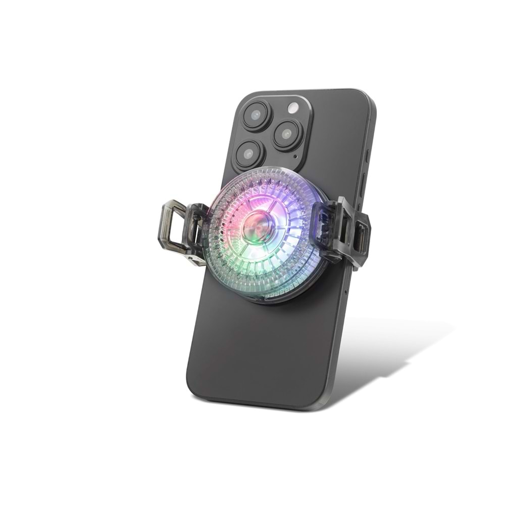 Hadron Hdx4380 Manyetik Klipsli Telefon Soğutucu Fan Rgb Isı Göstergeli Siyah