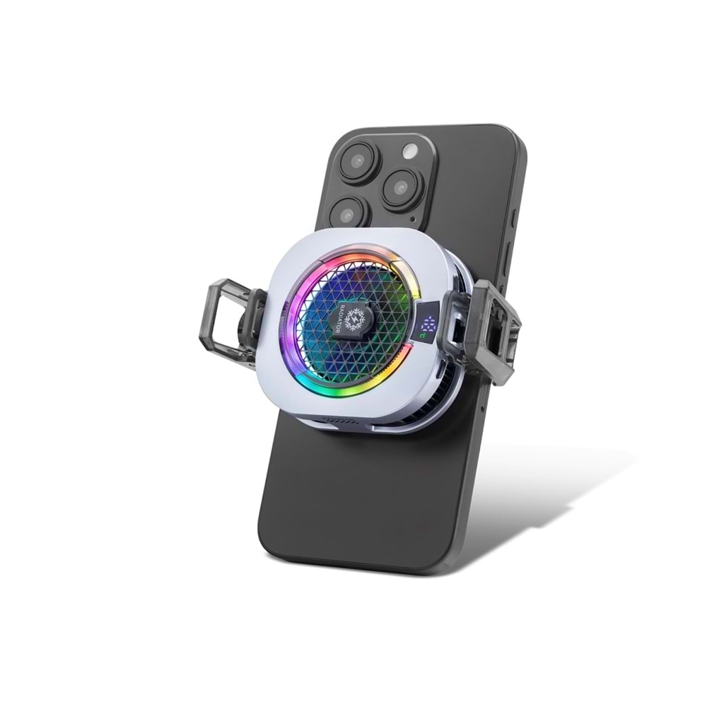 Hadron Hdx4385 Manyetik Klipsli Telefon Tablet Soğutucu Fan Rgb Isı Göstergeli İpad Uyumlu Gri