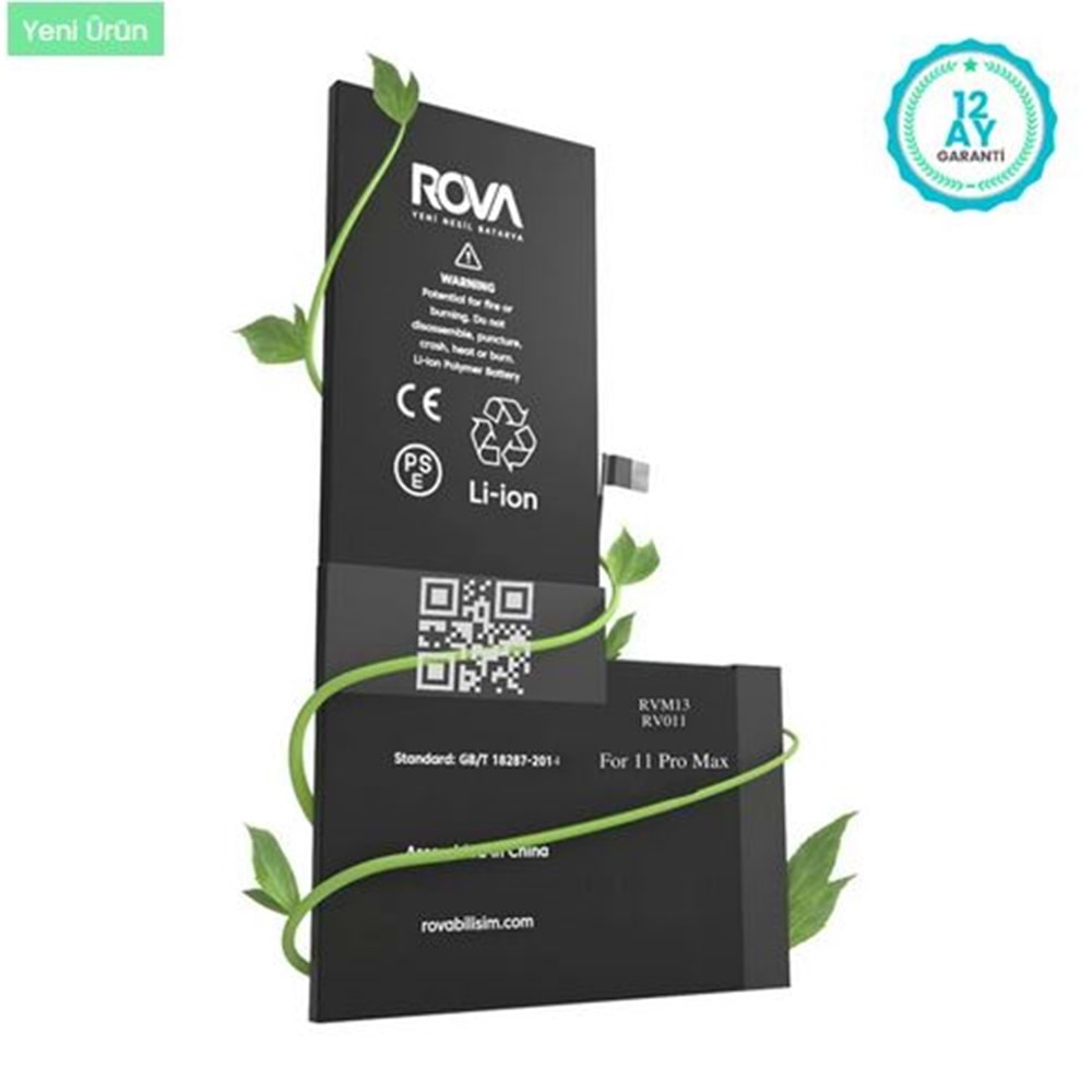 Rova İphone 11 Pro Max Yüksek Kapasiteli Batarya Pil 4410 Mah