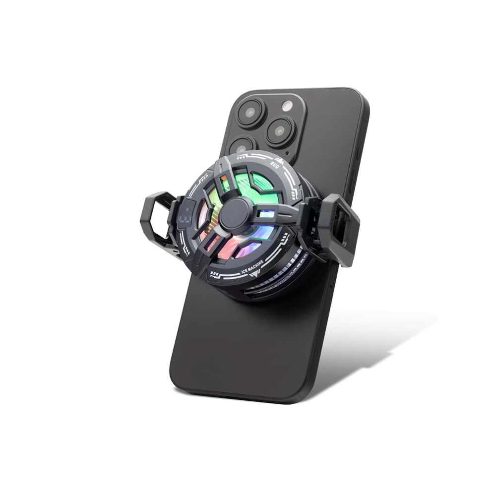 Hadron S38 Manyetik Klipsli Telefon Soğutucu Fan Rgb Isı Göstergeli Siyah