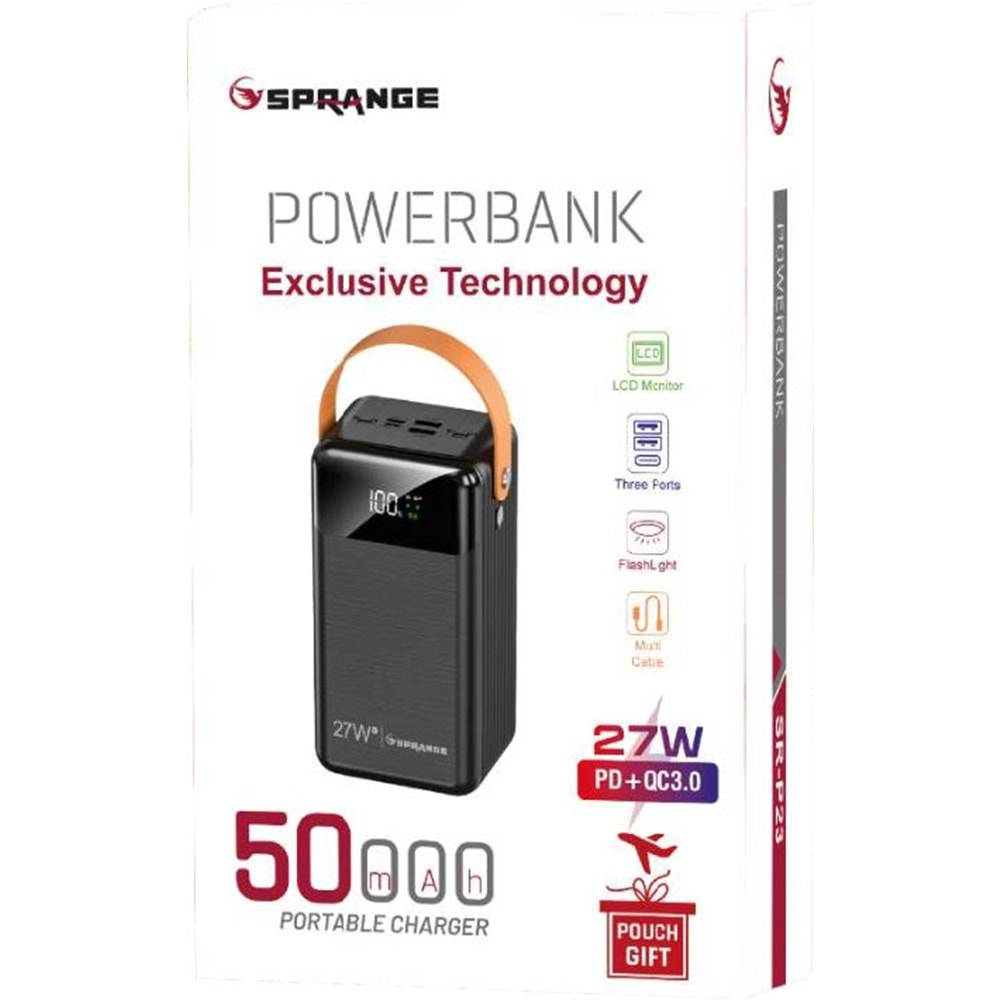 Sprange SRP23 50.000 mAh 27W QC 3.0 LCD Ekranlı Powerbank