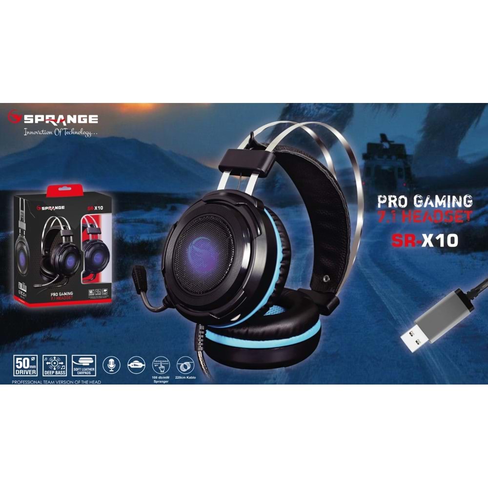SPRANGE SR-X10 7.1 RGB Mikrofonlu Işıklı Oyuncu Kulaklığı