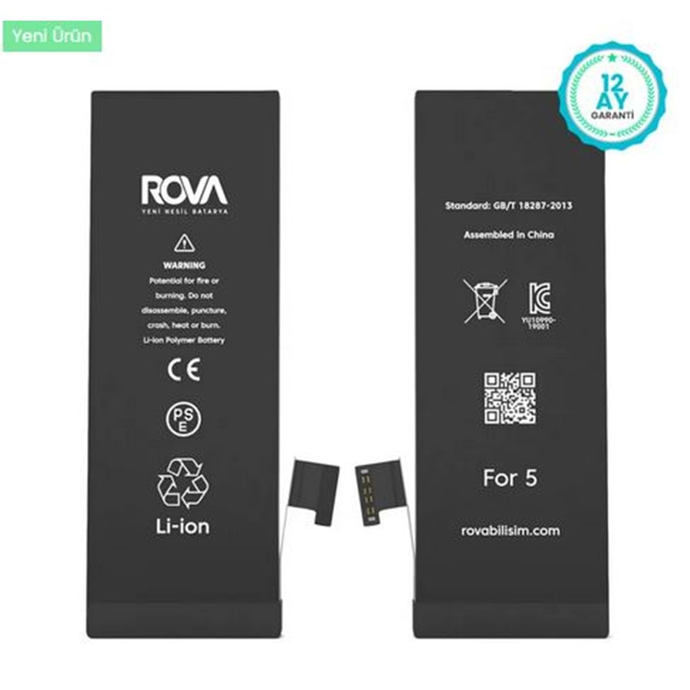 Rova İphone 5 Batarya 2010 Mah Güçlendirilmiş