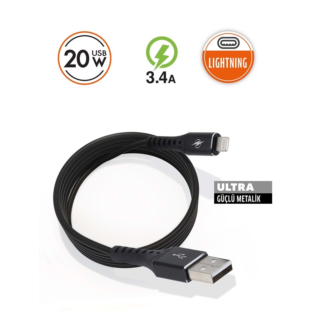 Tonex M-13 Lightning 3.4A Usb To Lightning Data Şarj Kablosu 20w