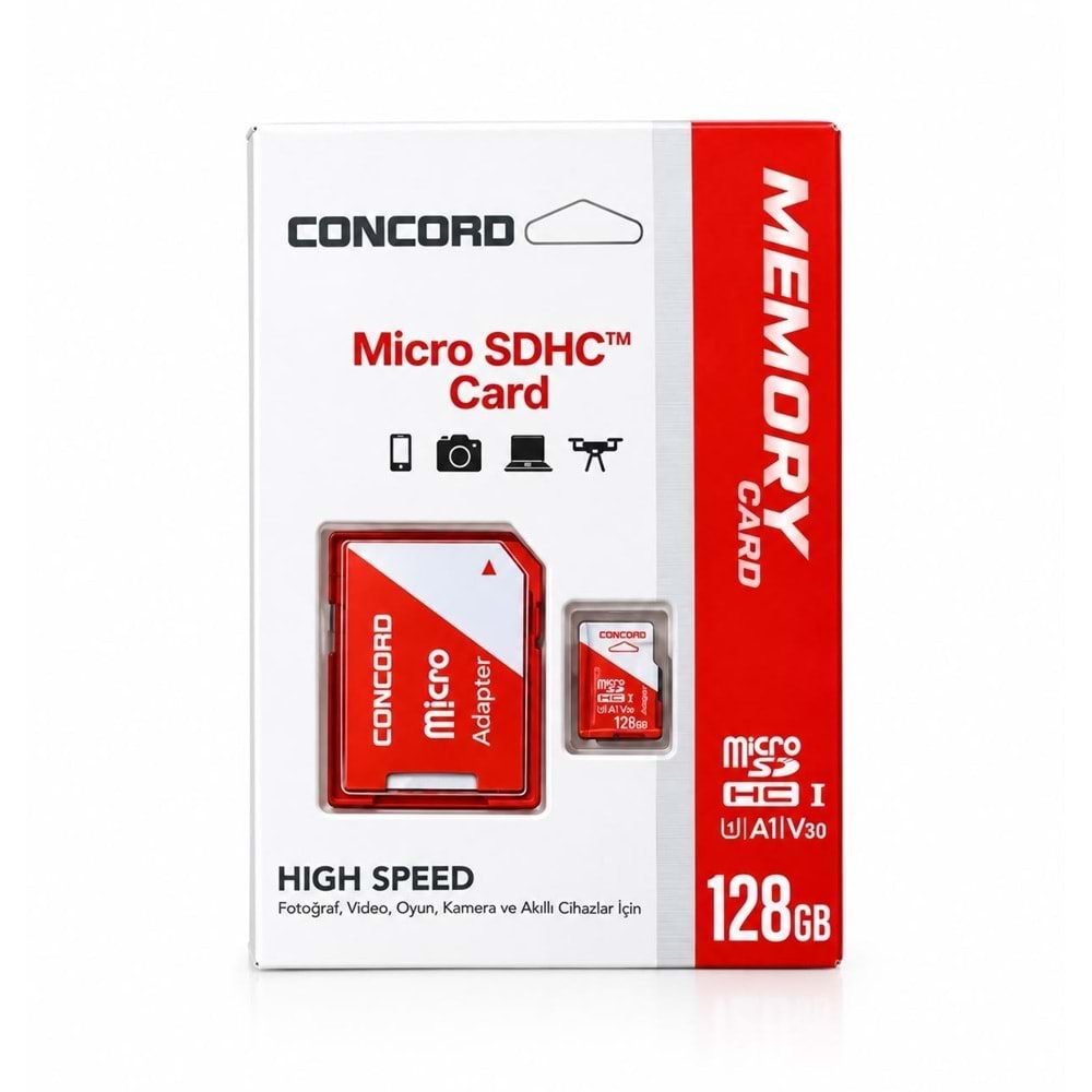 CONCORD CU3M128 High Speed 128 GB Hafıza Kartı TF Kart & SD Adaptör