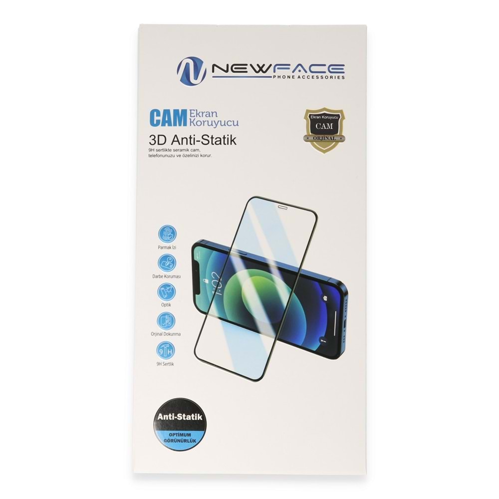 Newface İphone 15 Pro Max Uyumlu 3D Antistatik Cam Ekran Koruyucu