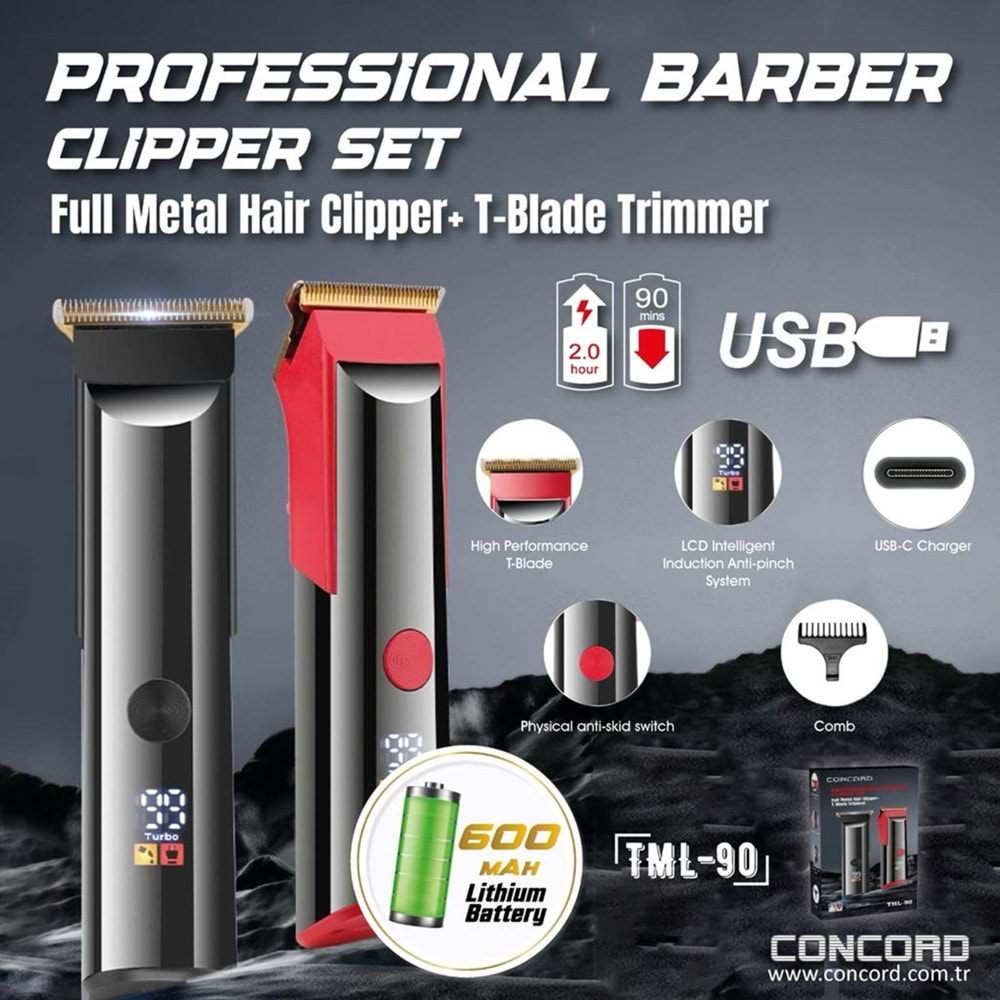Concord TML-90 Profesyonel Saç Sakal Tıraş Makinesi