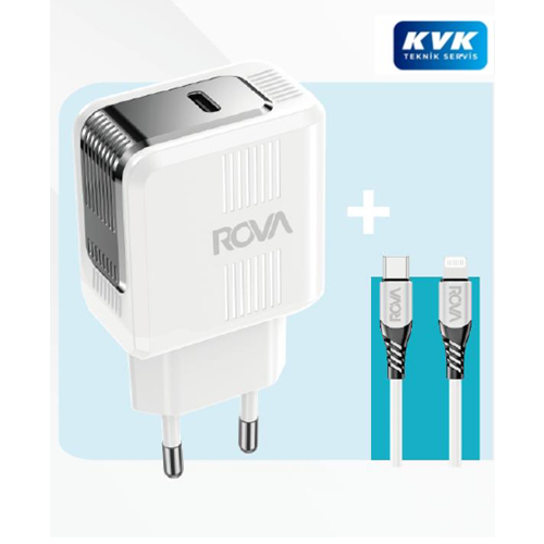 Rova RV-SB110L 20W Tek C Giriş Şarj Aleti PD20W 1.2m C-L Beyaz Kablolu