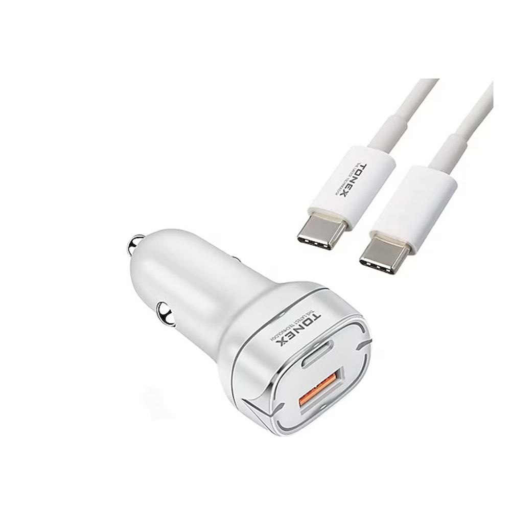 Tonex 38w 2 Girişli Typec To Typec Kablolu Araç Şarjı TA-38W