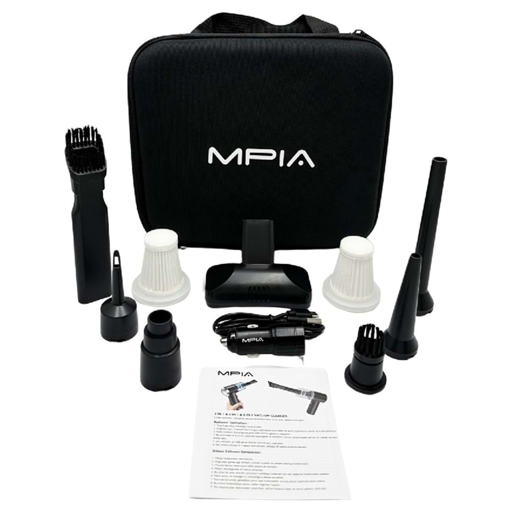 MPIA MCV-05 Plus 8in1 Şarjlı Araç El Süpürgesi 18000PA Taşıma Çanta Hediyeli