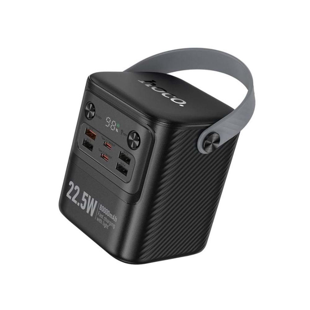 Hoco. J152 Tough 80.000mAh Dijital Göstergeli PD 20W Led Işıklı Powerbank - Siyah