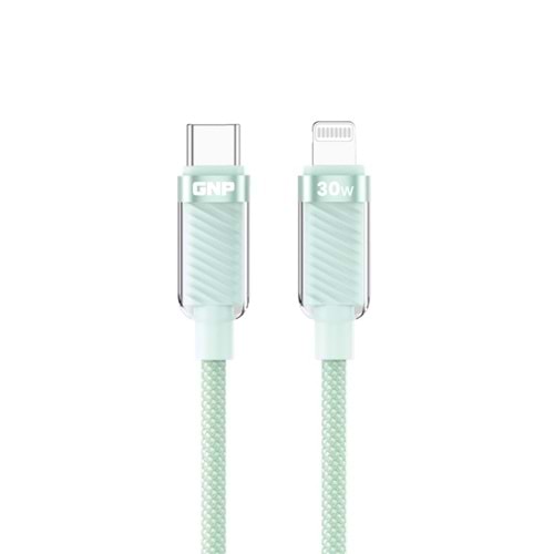 Genpa Transparent Type-C To Lightning Kablo 30w Yeşil 1.2m
