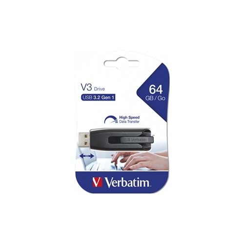 Verbatim 64 GB Pinstripe USB 3.2 Gen 1 Çek-İt Kızak Özellikli USB Flash Bellek
