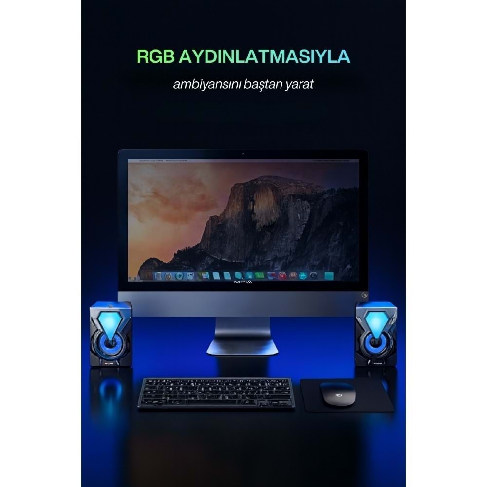 Sprange SR-PN785 2.0 3W*2 USB + 3.5mm 5V PC Speaker Hoparlör Siyah