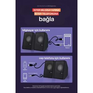 Sprange SR-PN784 2.0 3W*2 USB + 3.5mm USB 5V Hoparlör Siyah