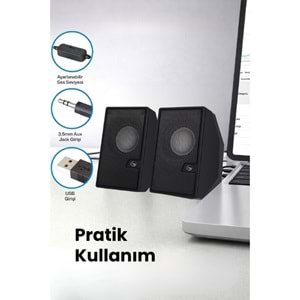 Sprange SR-PN784 2.0 3W*2 USB + 3.5mm USB 5V Hoparlör Siyah