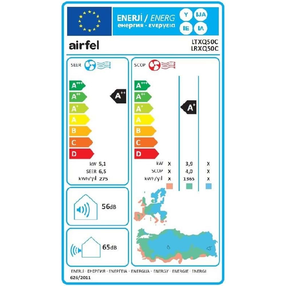 Airfel Vibe LTXQ50C WIFI A++ 18000 BTU Inverter Duvar Tipi Klima
