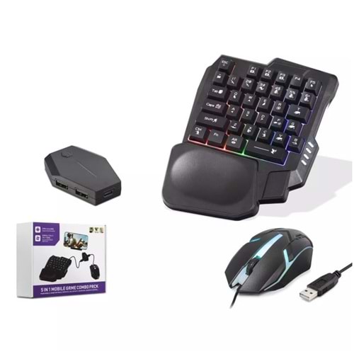 NODAR ND762 Android Uyumlu Mobil Oyun Klavye Mouse Dönüştürücü Adaptör USB PUBG Uyumlu - Siyah