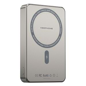 Keephone PB34 Lucci 10.000 mAh 20W Type-C 22.5W USB QC 15W Kablosuz Şarj PD Magsafe Powerbank - Koyu Gri