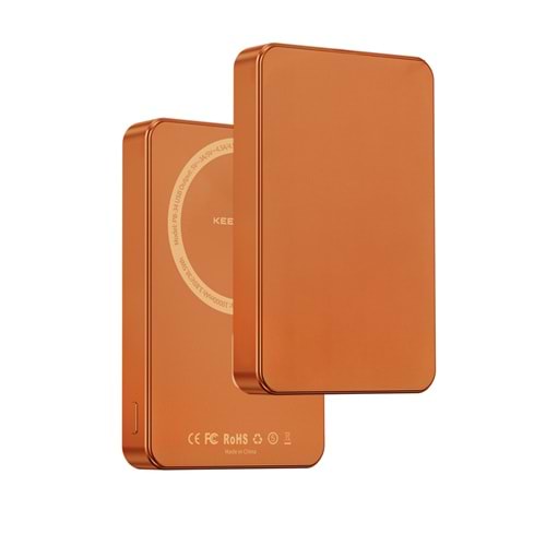 Keephone PB34 Lucci 10.000 mAh 20W Type-C 22.5W USB QC 15W Kablosuz Şarj PD Magsafe Powerbank - Turuncu