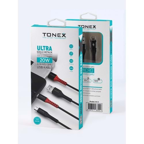 Tonex M-11 Micro 3.4A Usb To Micro Data Şarj Kablosu 20w
