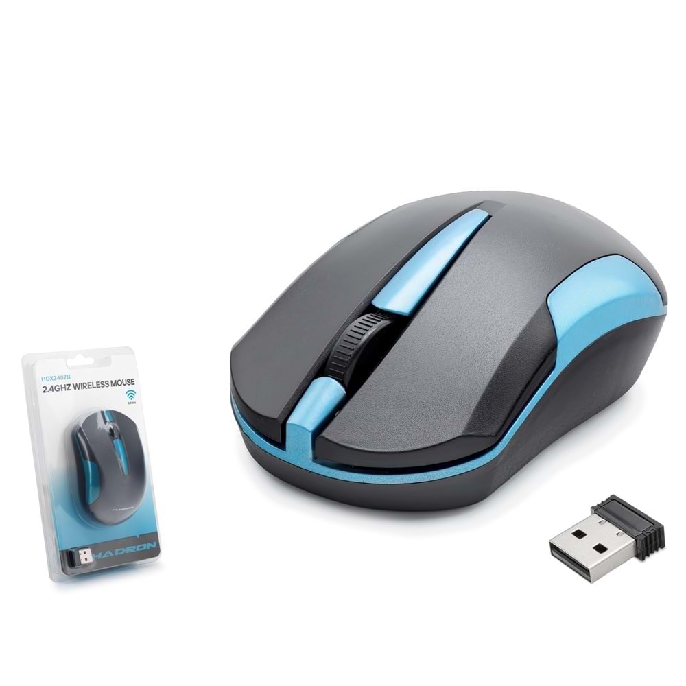 HADRON HDX3407B Kablosuz Mouse 2.4 GHz 1600 DPI Mavi