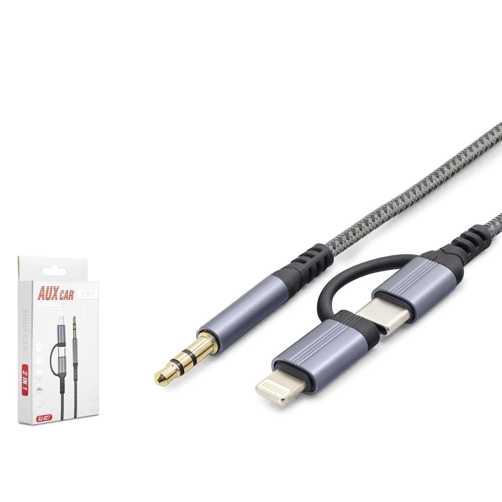 HADRON GJ-027 Type-C Lightning 3.5 mm Ses Kablosu Siyah Gri