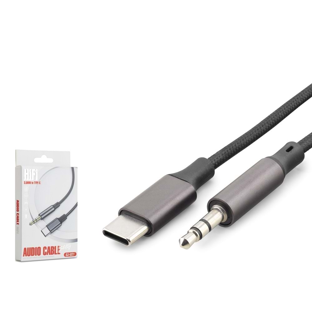 HADRON GJ-021 Type-C 3.5 mm Ses Kablosu 1m Siyah