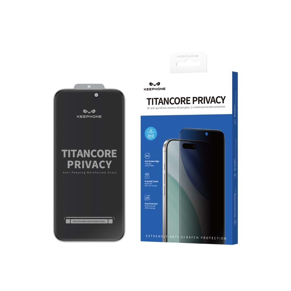 Keephone Apple iPhone 18 Pro Titancore Hayalet Cam Ekran Koruyucu - Siyah