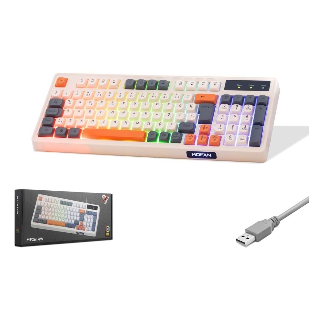 MOFAN MF2614W Membran Gaming Klavye RGB 95 Tuş - Beyaz